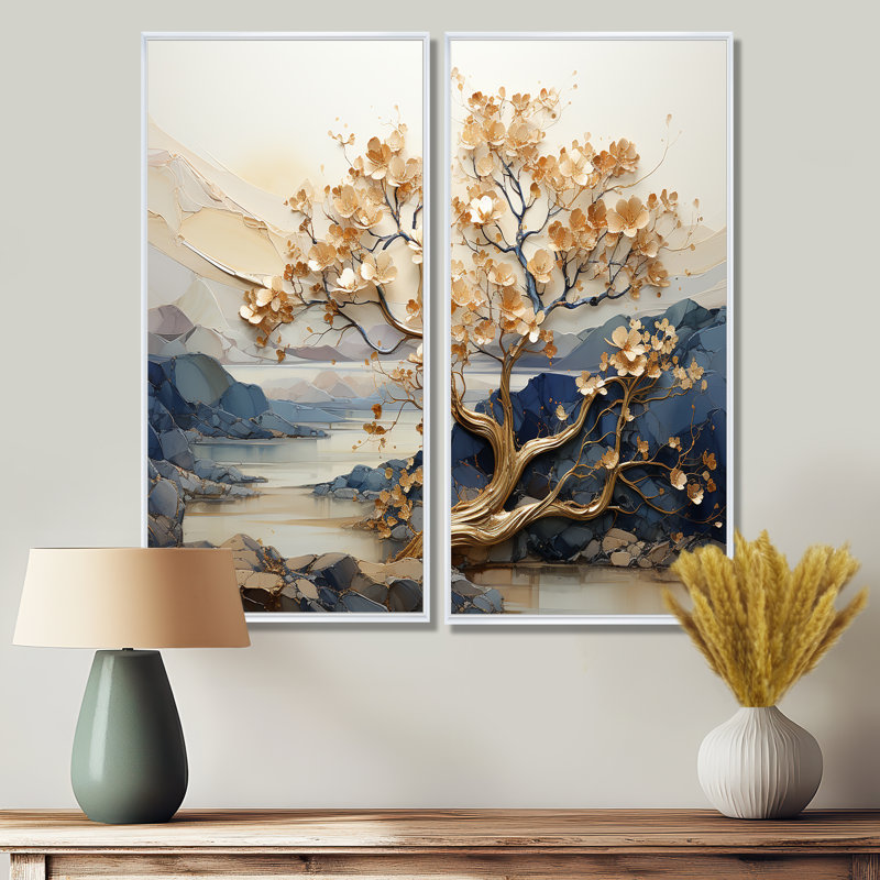 Art mural sur toile Gilded Beauty, H 20 po x l 24 po, Reproduction encadrée sans passe-partout, Blanc