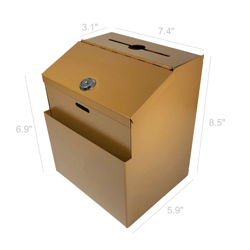 FixtureDisplays® Copper Box, Metal Donation Suggestion Key Drop 7" x 8.4" x 5.5" Express Checkout Comments sales lead box 11118-COPPER