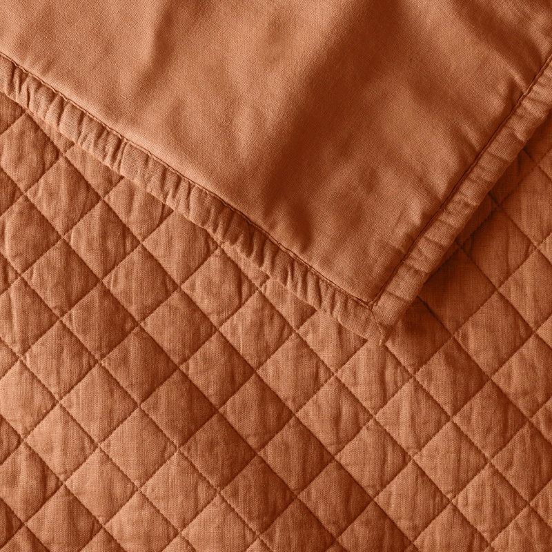 Jeffen Linen Blend Sham Set, King, Rust