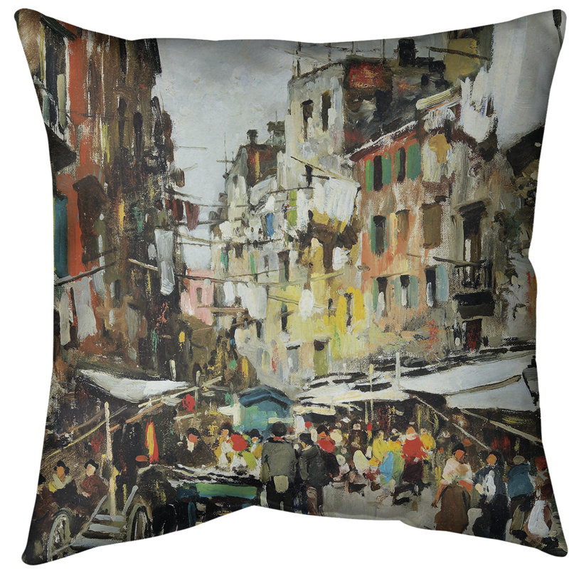 Marché à Naples, coussin européen, Bourre en polyester, Brun clair, Polyester filé