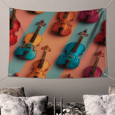 Tapisserie murale violons - Décoration murale musique