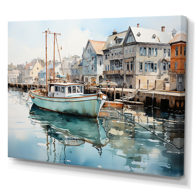 Port Harbor Reflections, H 12 po x l 20 po x P 1 po, Toile tendue