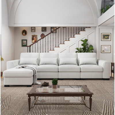 5 Piece Upholstered Sectional Sofa With Ottoman