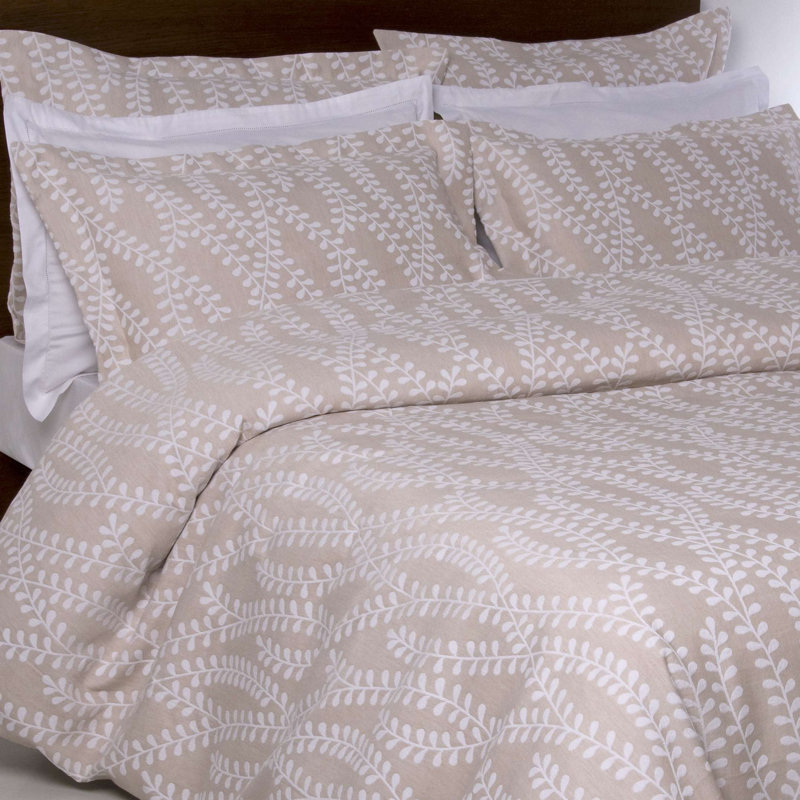 Gerbera Cotton Floral Duvet Cover Set with Pillowcases Included, Double Duvet Cover + 2 Standard Pillowcases, Linen