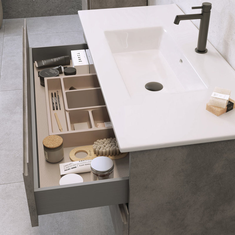 Armoire-lavabo 24 po avec lavabo brillant Toscana DAX Pasadena, Ciment