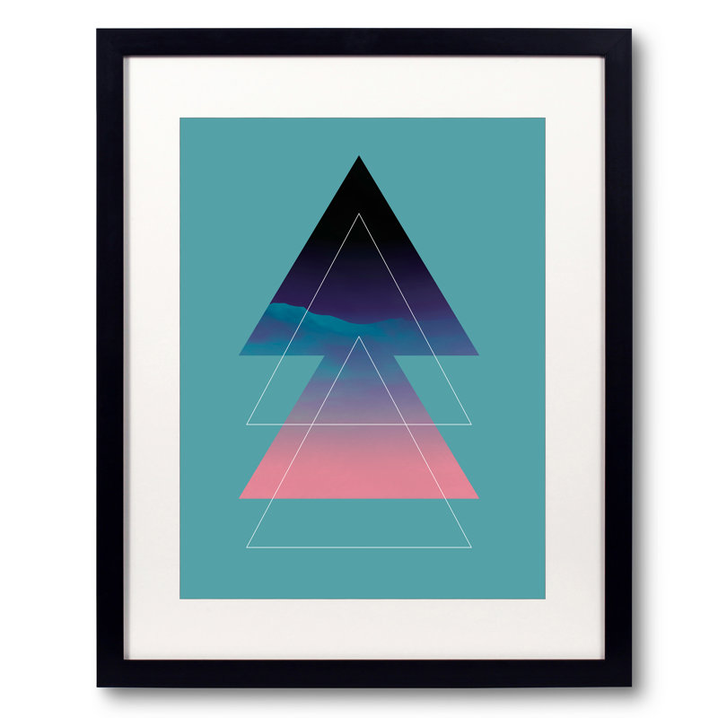 Triangles Blue Mountain Print by Angel Estevez, Black Framed Paper, 21.25" H x 17.25" W