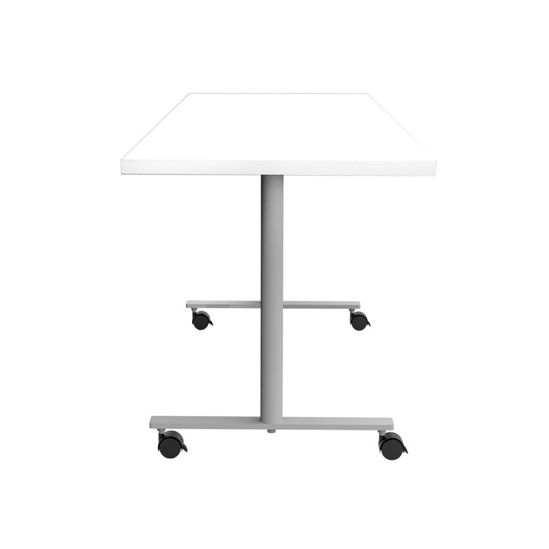 Table polyvalente avec pieds en T et roulettes Jurni, H 29,5 po x L 72 po x l 24 po, Blanc de designer
