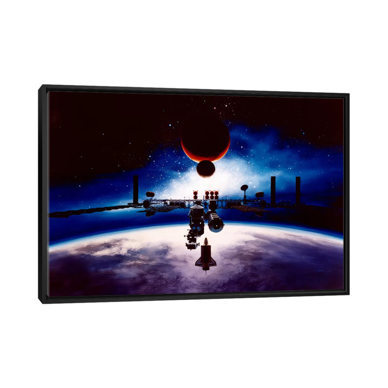 "Astronomie et espace destiné au soleil", impression sur toile, H 18 po x l 26 po x P 1,5 po, Toile avec cadre noir