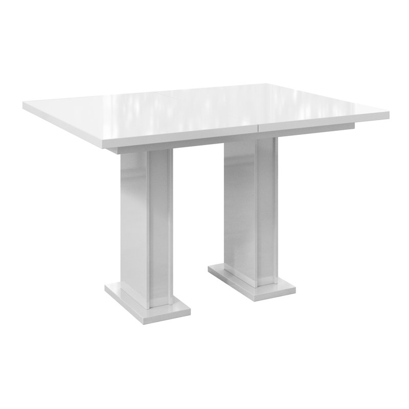 Helme 160 cm Extendable Rectangular Dining Table, High-Gloss White