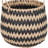 Woven Basket in Handwoven Cattail and Paper Fibers with Pattern Black and