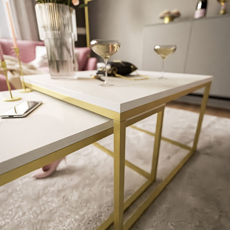 Cotsen Frame Coffee Table, Gold, Levanto marble