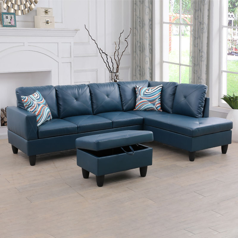 Julies 28.5" Wide Faux Leather Storage Ottoman