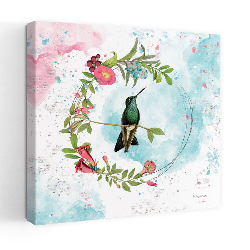 Art contemporain kaléidoscope V vibrant colibri, H 18 po x l 18 po