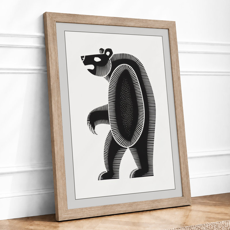 Geometric Bear Abstract - Framed Print, A1 - 84.1 x 59.4 cm, Oak