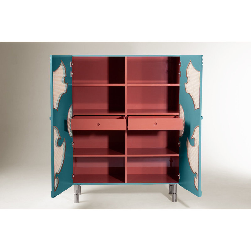 Traje De Luces 47'' Bar Cabinet, Teal/Polished Nickel