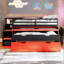 Lit mezzanine double avec bureau escamotable et lit gigogne simple, lit superposé multifonctionnel avec 2 tiroirs de rangement et marches, cadre de lit gain de place pour poste de travail et de jeu-2145311180