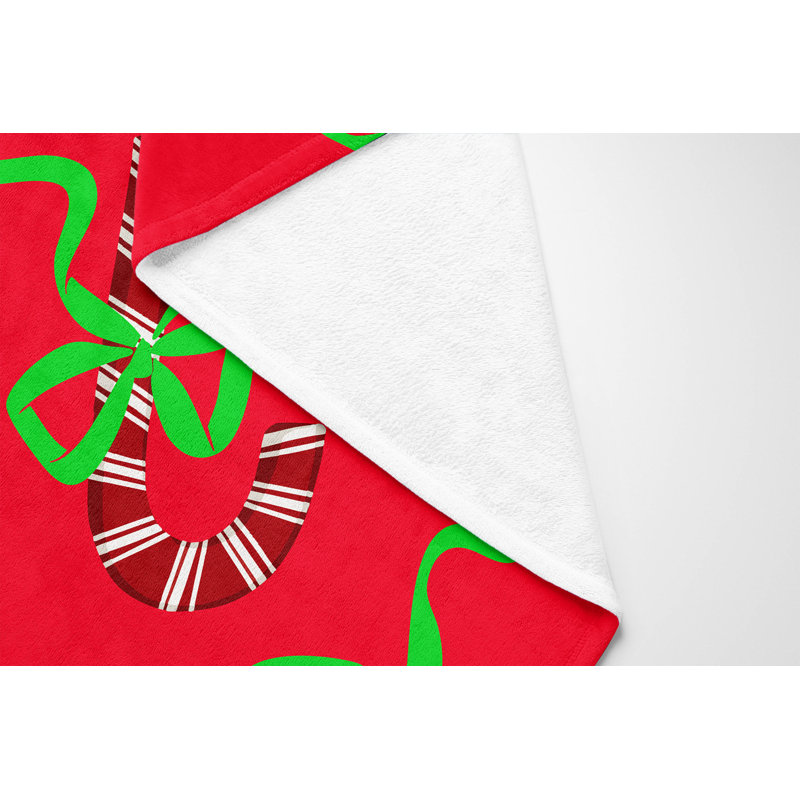 Jeté en velours de coton Candycanes & Bows, Rouge, L 60 po x l 50 po
