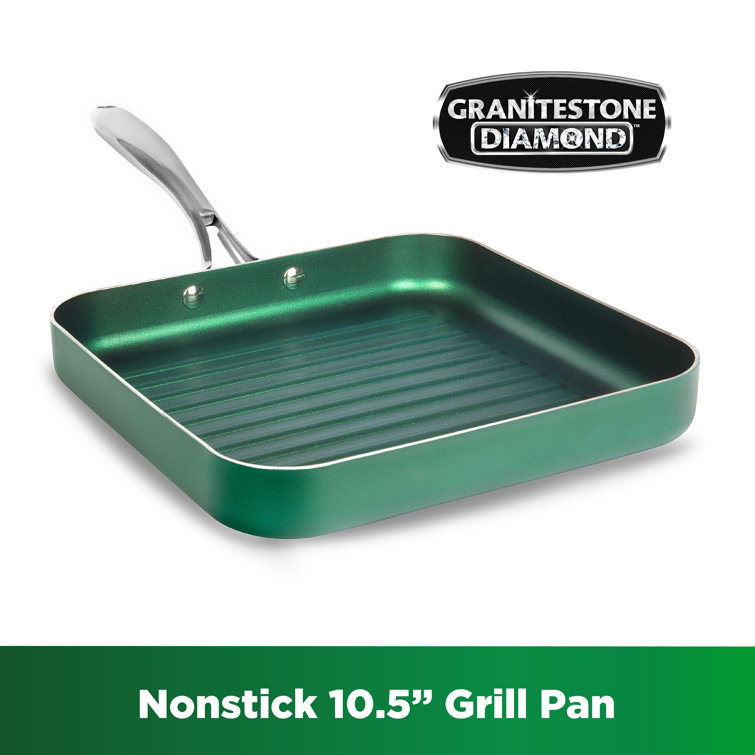 Granitestone Emerald 10.5'' Nonstick Aluminum Grill Pan with Stay Cool  Handle, Oven & Dishwasher Safe & Reviews