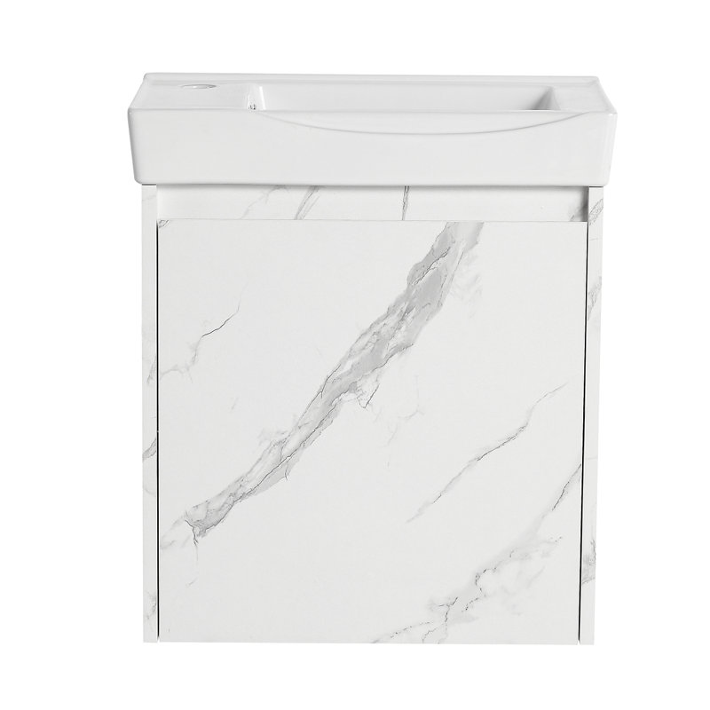 Ensemble de meuble-lavabo mural 20 po avec lavabo en céramique, armoire de rangement avec portes, ensemble d'armoire de salle de bain