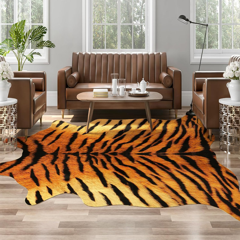 Irregular Animal Print Area Rug, 140*158cm