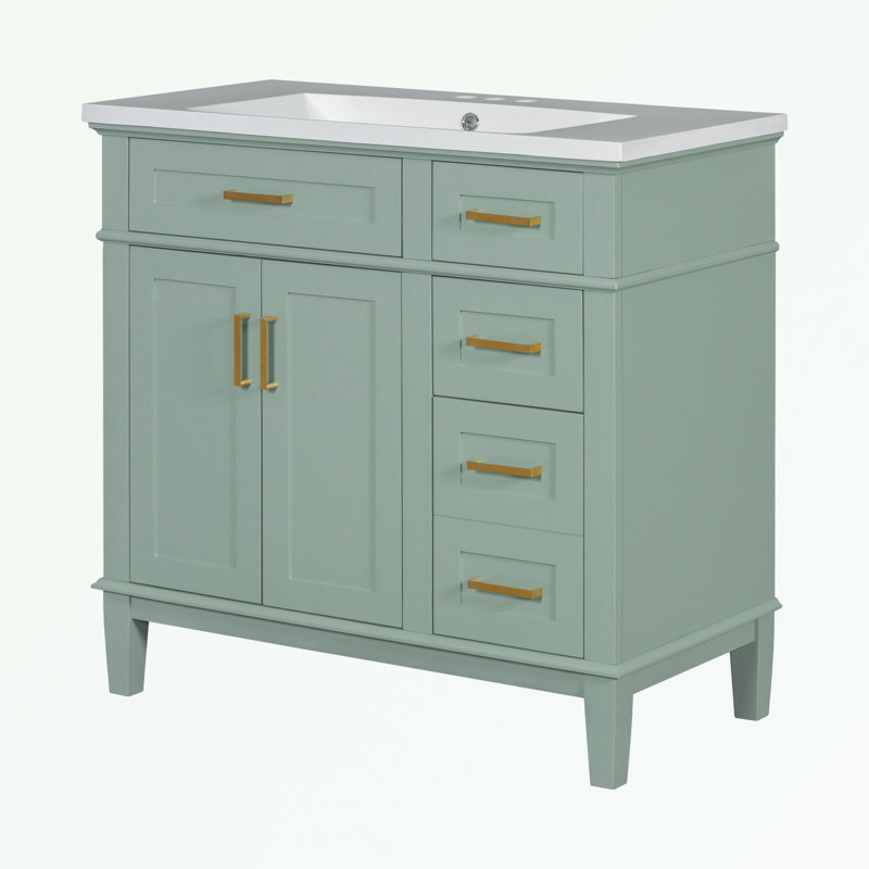 Flavie 36'' Bathroom Vanity with Top, Green