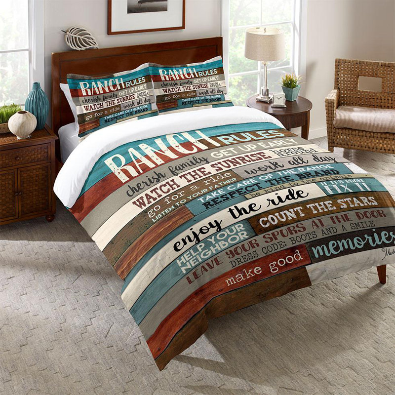 Southwest Ranch Rules Rustic Cotton Machine Woven Comforter, Queen Comforter