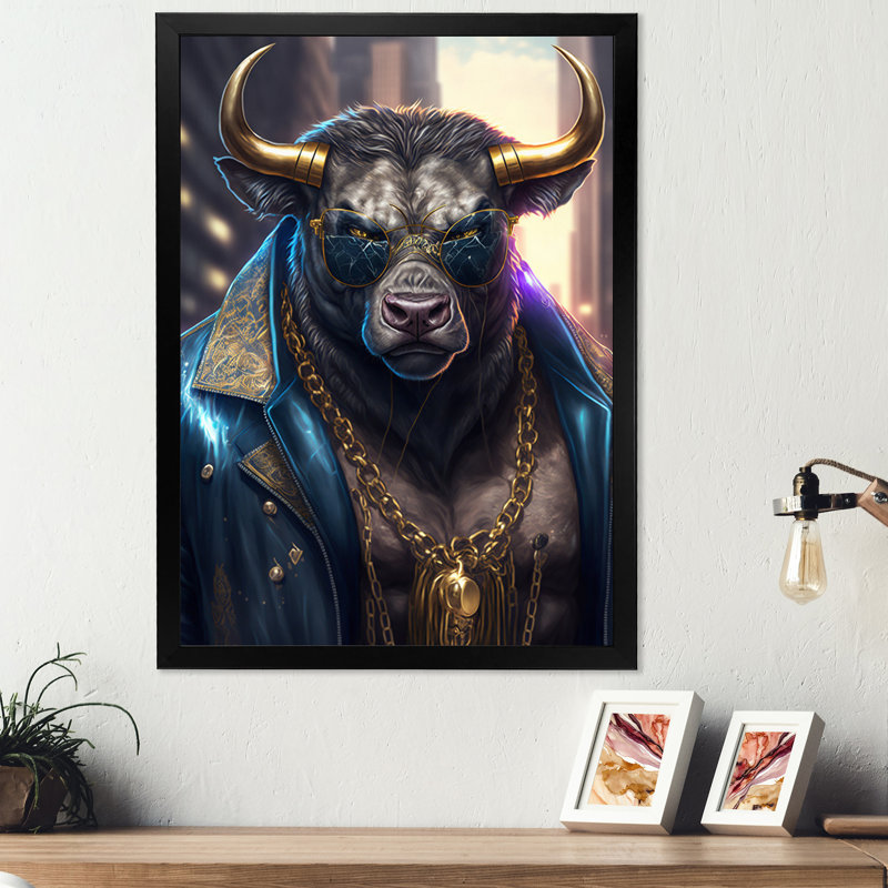 «Buffalo Gangster in NYC», impression sur toile, Impression noire sur toile encadrée, H 32 po x l 16 po x P 1 po