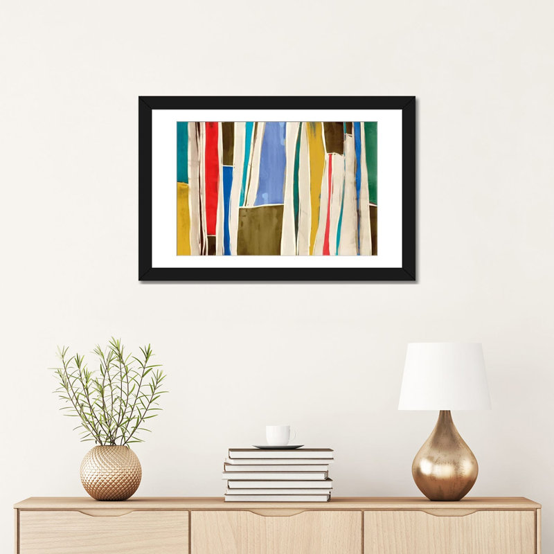 «Striped Flat I», impression sur toile, H 16 po x l 24 po x P 1 po, Papier d'art encadré noir, Blanc