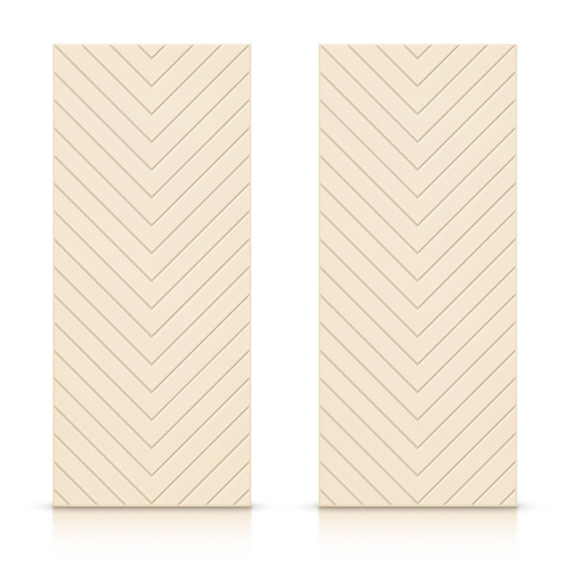 Portes de placard coulissantes à panneaux en bois manufacturé, Beige, 60 po x 80 po