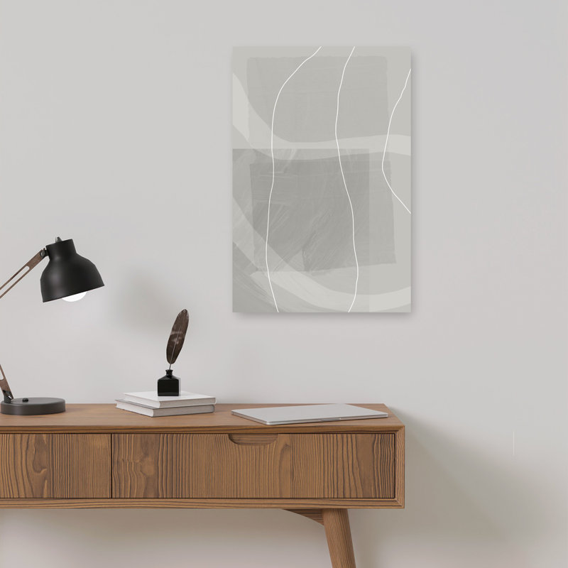 Art mural abstrait gris abstrait et minimaliste contemporain, 18" H x 12" W