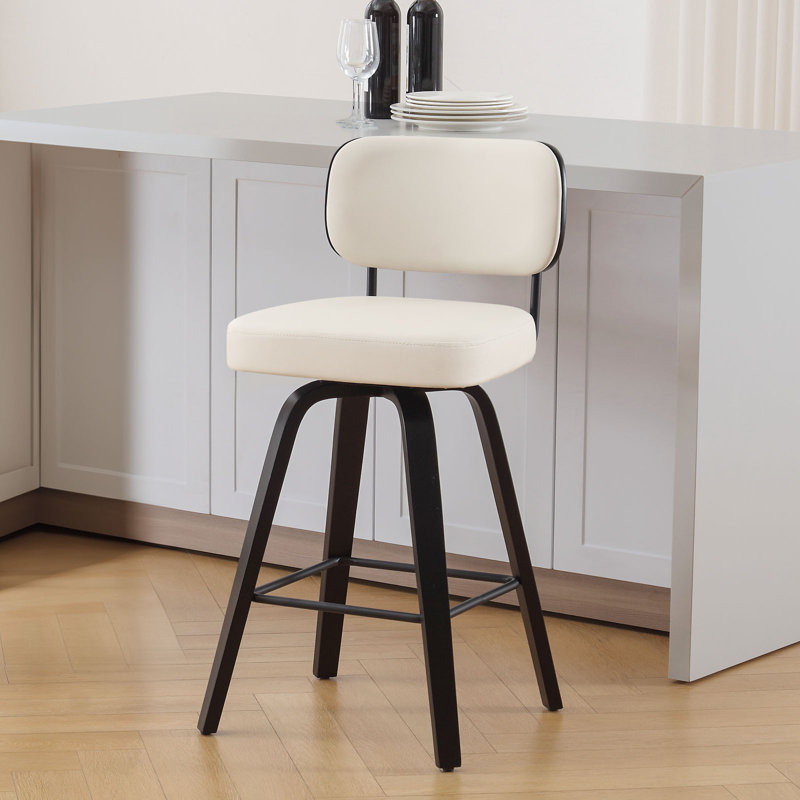 Tabouret de bar et de comptoir pivotant Kahana, Noir, Blanc, Tabouret de bar (siège d'une hauteur de 29 po)