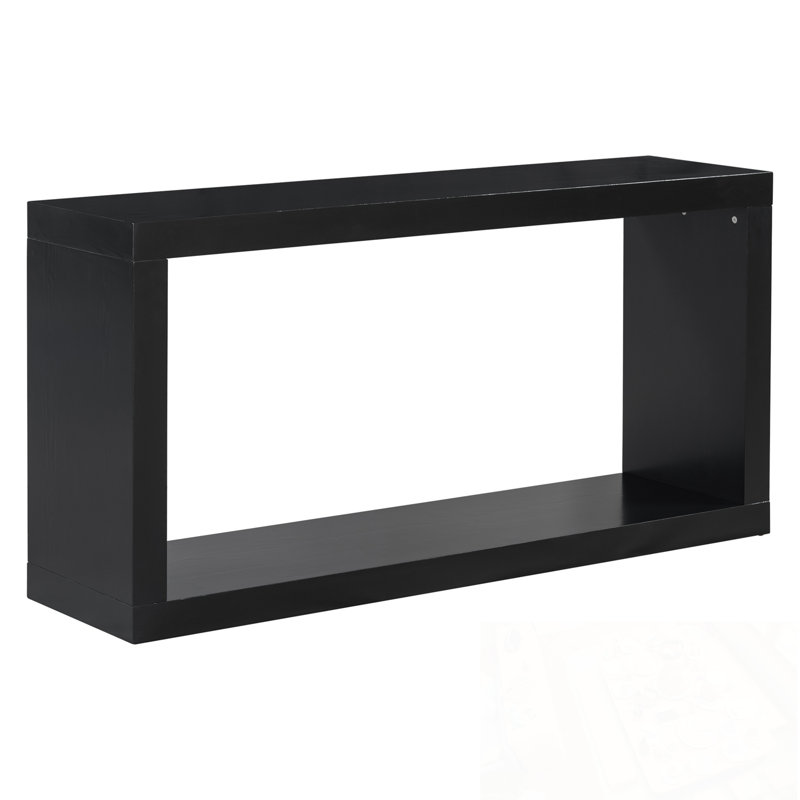 Console en bois avec tablette inférieure, Noir