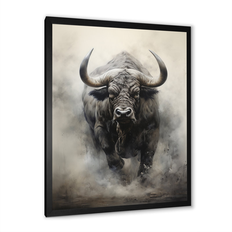 Buffalos africain force - décoration murale africaine, H 40 po x l 30 po x P 1,5 po, Cadre simple noir