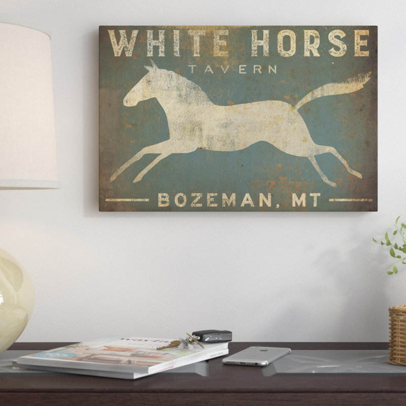 White Horse Tavern, art textuel sur toile tendue, H 12 po x l 18 po, Toile tendue, Sans cadre