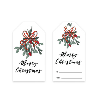  Christmas Gift Tags Merry Christmas Mistletoe Classic Tags 60-Pack