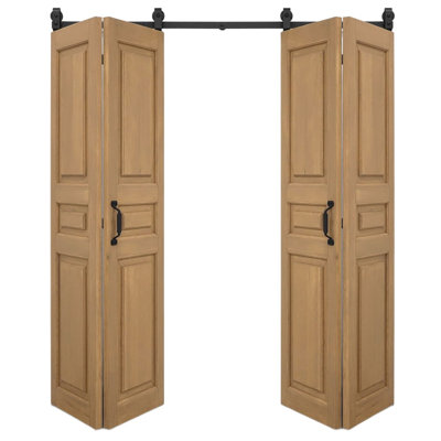 Double Bi-Folding System Solid Oak Barn Door UMBRIA