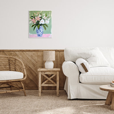 Plaque murale Lily dans un vase de chinoiserie, design par Petal Prints Design