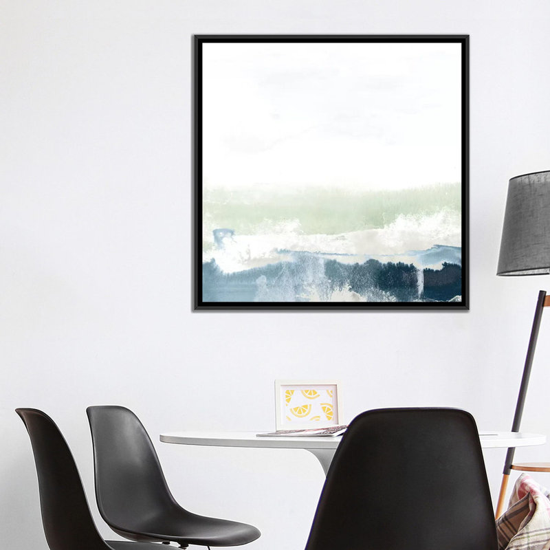 «Seafoam Horizon I», reproduction sur toile, H 18 po x l 18 po x P 1,5 po, Toile avec cadre noir, Pas de tapis