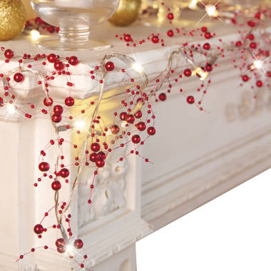 Red Berry Garland with 357 Lifelike Berries, 6-Foot, Indoor/Outdoor Use, Holiday Xmas Accents, Christmas Garlands, Table & Mantel, Home & Office  Decor