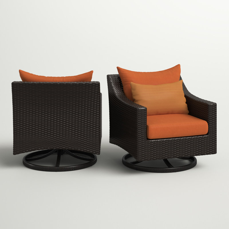 Fionnula Swivel Patio Chair With Sunbrella Cushion Covers, Tikka Orange Sunbrella®