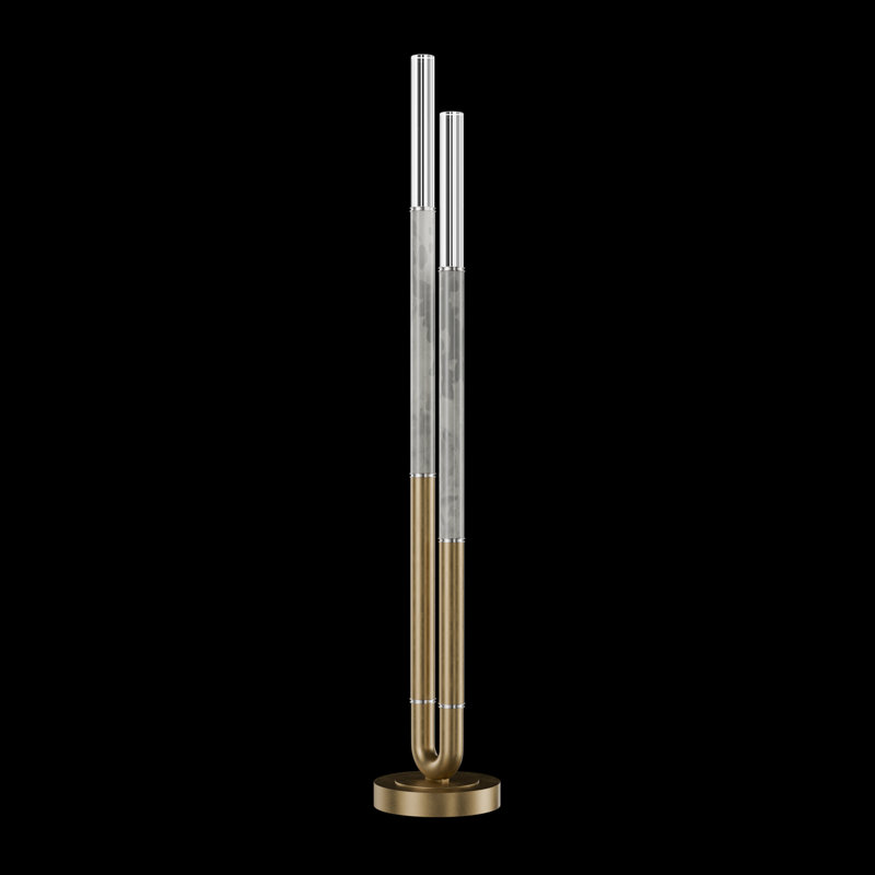 Lampe sur pied H 71,5 po Antonia, Feuille d'or/Nickel/Fumée