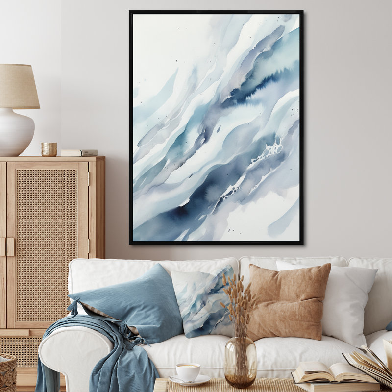 «Blue Whirlwind II - Abstract Shapes», reproduction sur toile encadrée, H 20 po x l 12 po x P 1 po, Cadre flottant noir