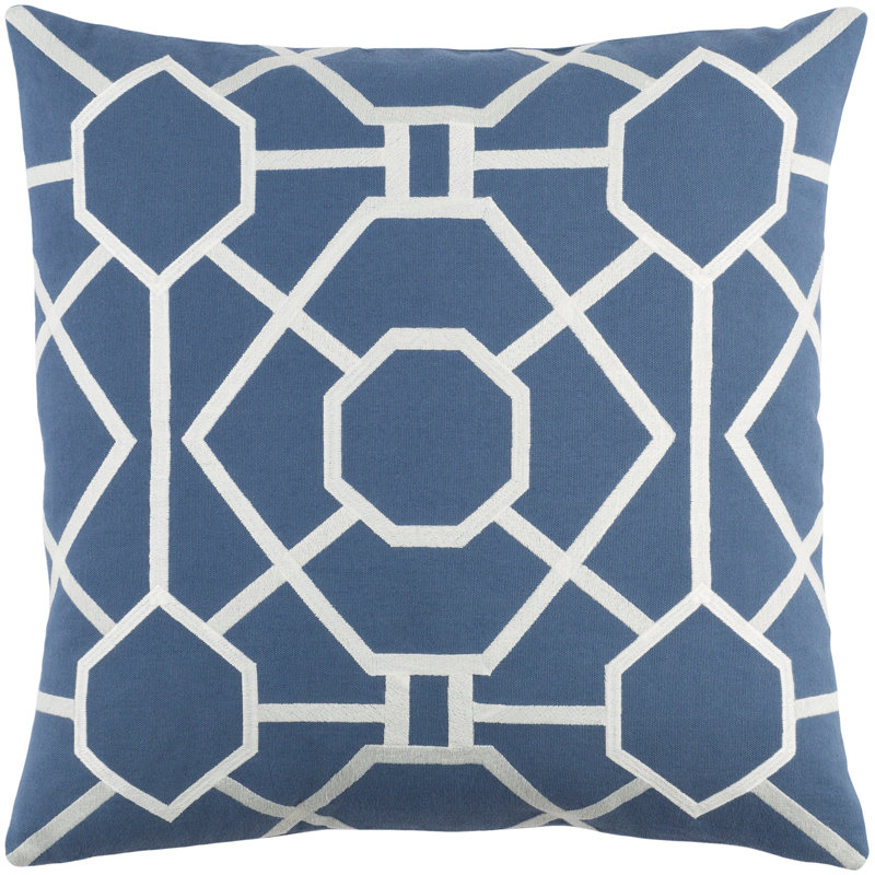 Kingdom Geometric Cotton Throw Pillow, Gray/ White, Polyester/polyfill