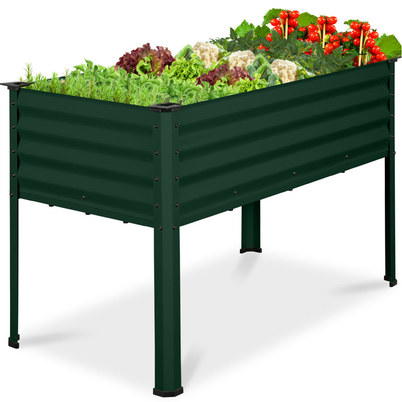 48X24x30in Elevated Galvanized Metal Garden Bed W/ Corner Protectors, White