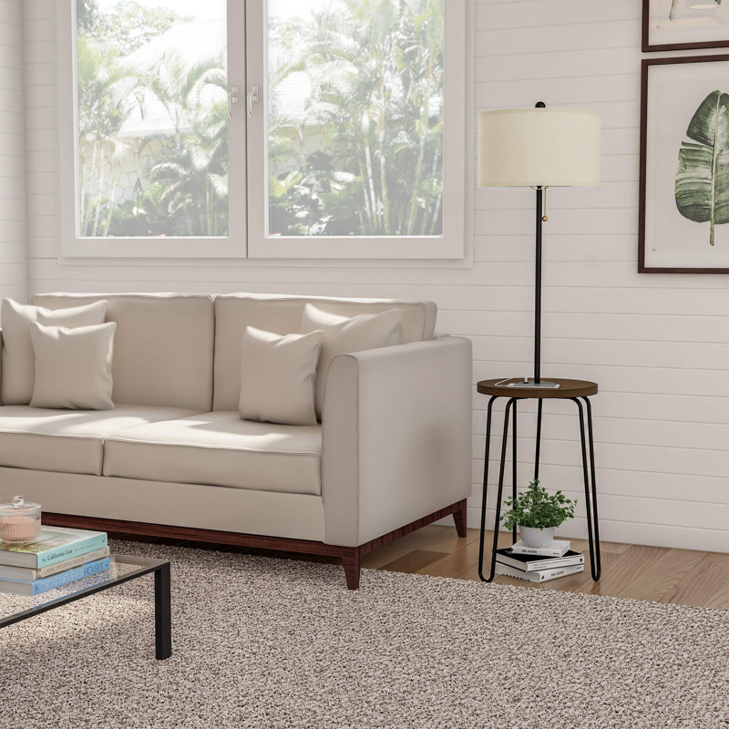 Table de bout de lampe de plancher Mid-Century moderne avec port de charge USB, finition mate