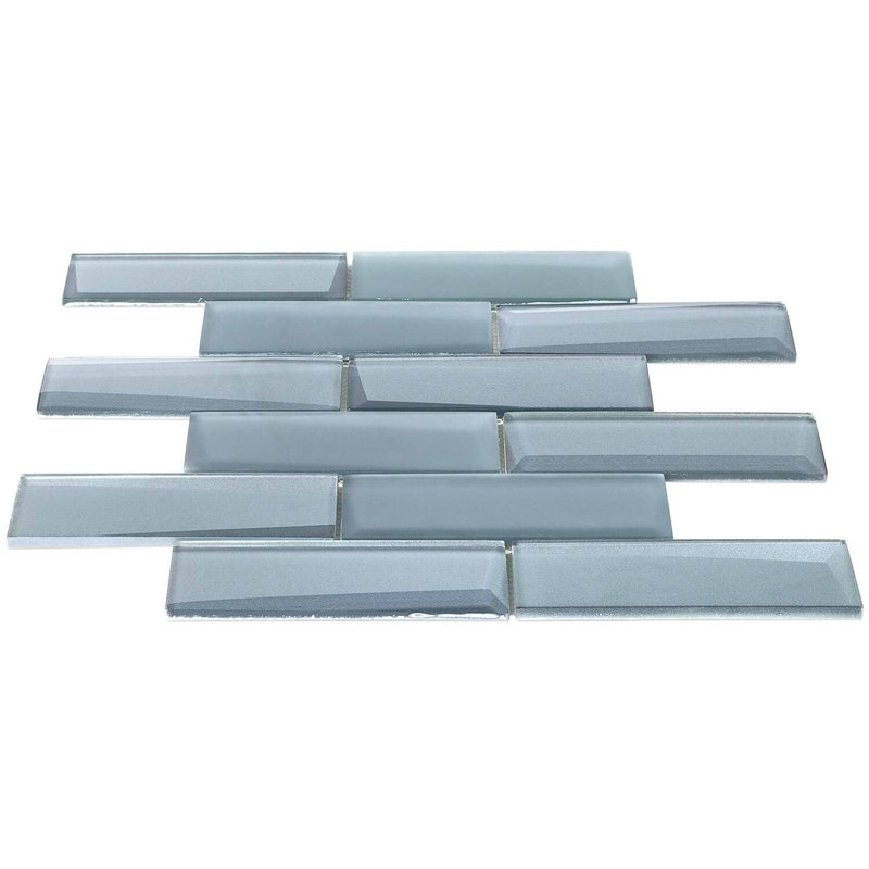 Remington 2x6 Polished Glass Subway Mosaic Tile, Slate Blue