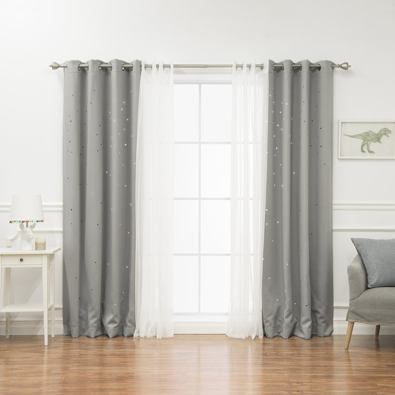 Arkose Star Cut Out Room Darkening Grommet Sliding Panel, 52" W x 84" L, Dove