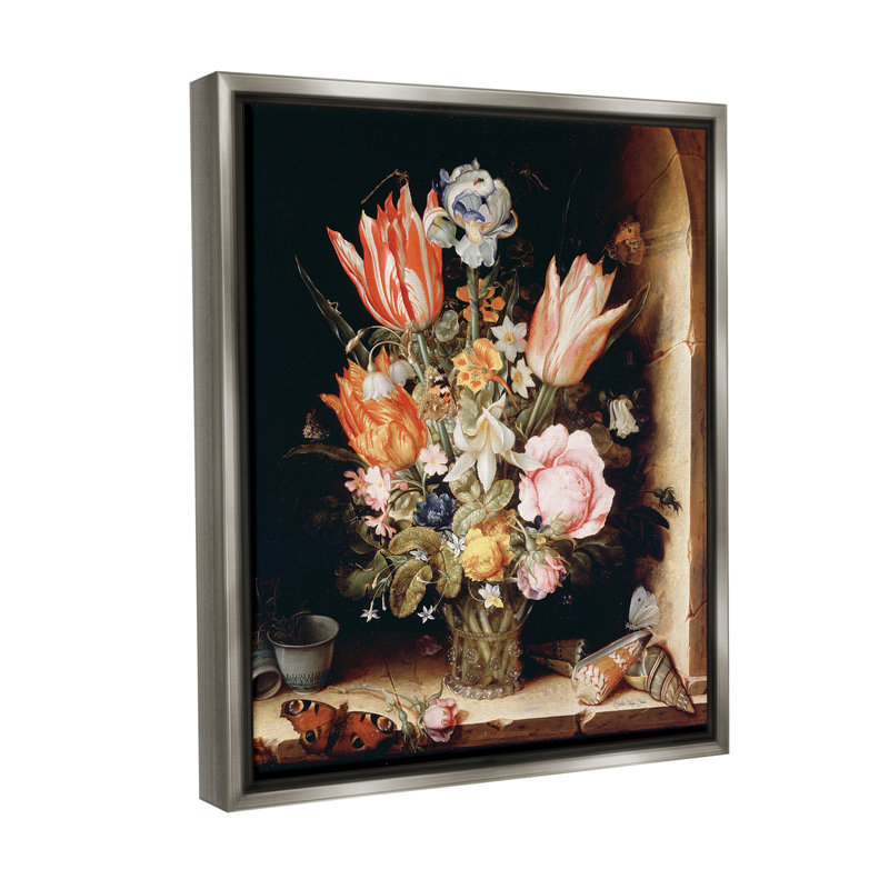 «Classic Bouquet Still Life» sur toile, Cadre flottant gris lustré, H 31 po x l 25 po