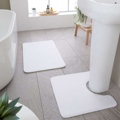 Anti-Bacterial Memory Foam Bath Mat and Pedestal Set