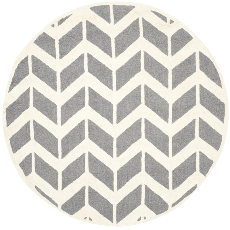 Ellicott Hand Tufted Wool Chevron Rug, Round 6'